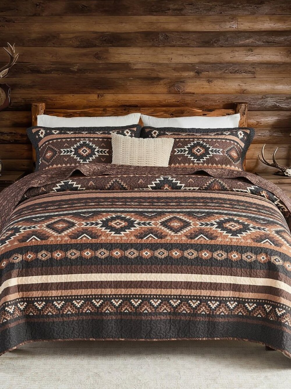100% Cotton King Quilt Set, Southwestern Aztec Bedspreads